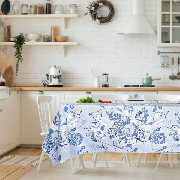 Fata de masa Kotonia Home - Picnic, 100% bumbac, creton, decor floral denim