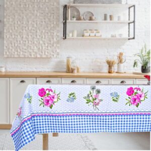 Fata de masa Kotonia Home - Picnic, 100% bumbac, creton, decor floral albastru