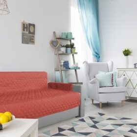 Husa cu doua fete, pentru canapea 2 locuri 125x185 cm (sezut) – corai+ vanilla