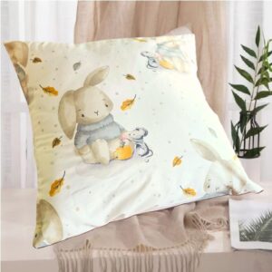 Pachet patut Kotonia Home Bebe - ranforce, 100 % bumbac, cearceaf pat si husa cu elastic si fata perna 40x40 cm, decor iepurasi gri - imagine 3