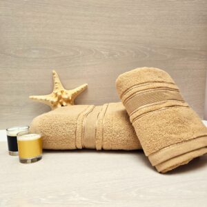 Prosop baie Plush Luxury Jacquard - 100% Bumbac, 650 g/mp, cappuccino - imagine 2