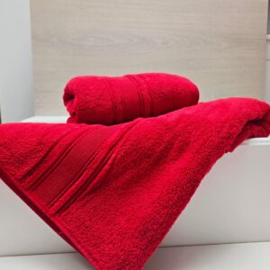 Prosop baie Plush Luxury Jacquard - 100% Bumbac, 650 g/mp, rosu - imagine 2
