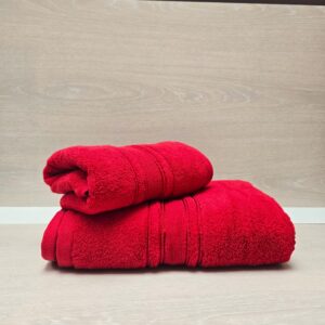 Prosop baie Plush Luxury Jacquard - 100% Bumbac, 650 g/mp, rosu