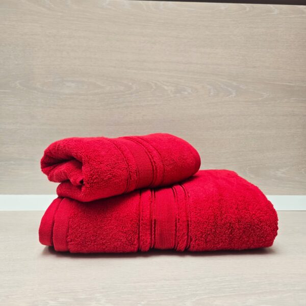 Prosop baie Plush Luxury Jacquard - 100% Bumbac, 650 g/mp, rosu
