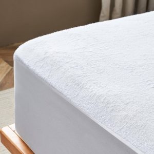 Husa impermeabila pat Kotonia Home – bumbac cauciucat, dimensiune saltea 100×200+30 cm, alb - imagine 9