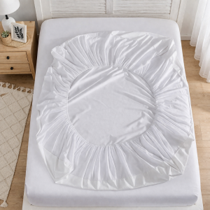 Husa impermeabila pat Kotonia Home – bumbac cauciucat, dimensiune saltea 100×200+30 cm, alb - imagine 4