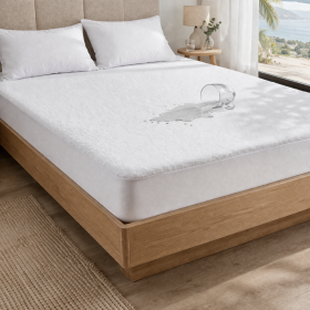 Husa impermeabila pat Kotonia Home – bumbac cauciucat, dimensiune saltea 200×220+30 cm, alb
