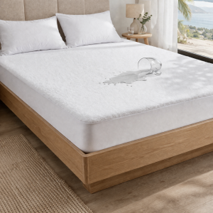 Husa protectie impermeabila matlasata pentru saltea – 160×200+25 cm, antibacteriana, alb - imagine 2