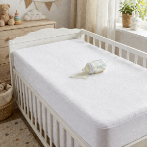 Husa patut bebe Kotonia Home, bumbac cauciucat, impermeabil, dimensiune saltea 70x140+15 cm - imagine 2