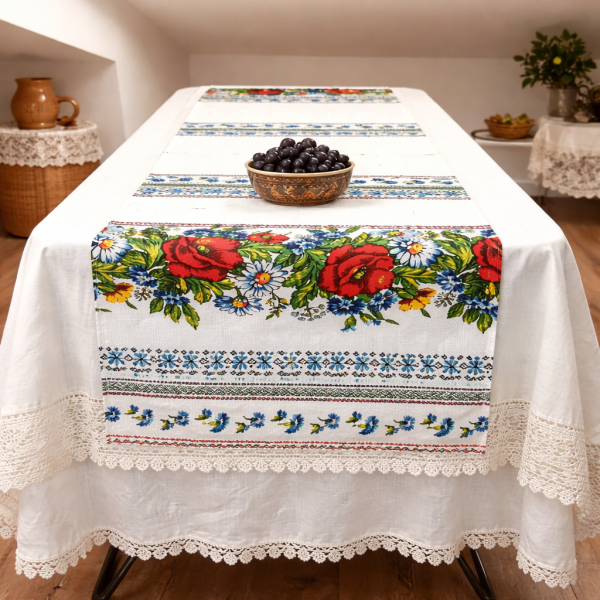 Napron decorativ pentru masa Kotonia Home- Rustic, 100% bumbac, 45x150 cm, T03