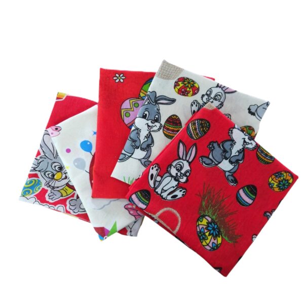 Pachet 5 fete perna, 40x40 cm, tesatura netedă, decor Paste, 100% bumbac - N32