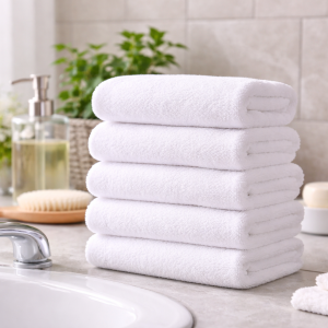 Pachet 5 prosoape Jacquard Kotonia Home Bebe, fara model - 30x50 cm - 100% bumbac, densitate 500 g, alb - imagine 2