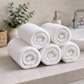 Pachet 5 prosoape Jacquard Kotonia Home Bebe, fara model - 30x50 cm - 100% bumbac, densitate 500 g, alb