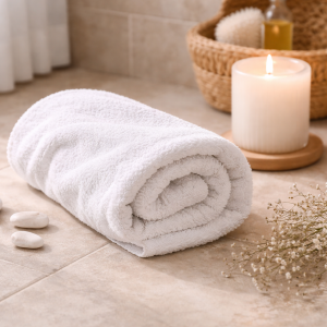 Prosop baie - Kotonia Home Hotel, fara model tesatura jacquard - 50x90 cm - 100% bumbac, 500 g, alb - imagine 4