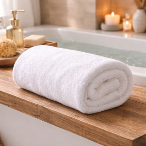 Prosop baie - Kotonia Home Hotel, fara model tesatura jacquard - 70x140 cm - 100% bumbac, 500 g, alb - imagine 3