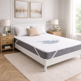 Protectie impermeabila pat Kotonia Home – bumbac cauciucat, dimensiune saltea 200×220 cm, alb