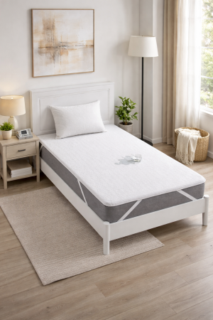 Protectie impermeabila pat Kotonia Home - bumbac cauciucat, dimensiune saltea 100x200 cm, alb