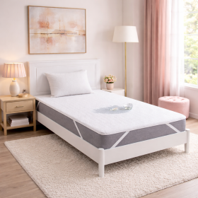 Protectie impermeabila pat Kotonia Home – bumbac cauciucat, dimensiune saltea 120×200 cm, alb