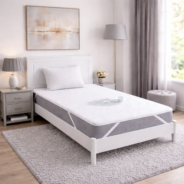 Protectie impermeabila pat Kotonia Home – bumbac cauciucat, dimensiune saltea 80×200 cm, alb