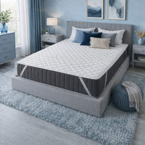 Protectie pat matlasata cu doua fete Kotonia Home – microfibra, dimensiune saltea 140×200 cm, alb