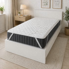 Protectie pat matlasata cu doua fete Kotonia Home – microfibra, dimensiune saltea 90×200 cm, alb