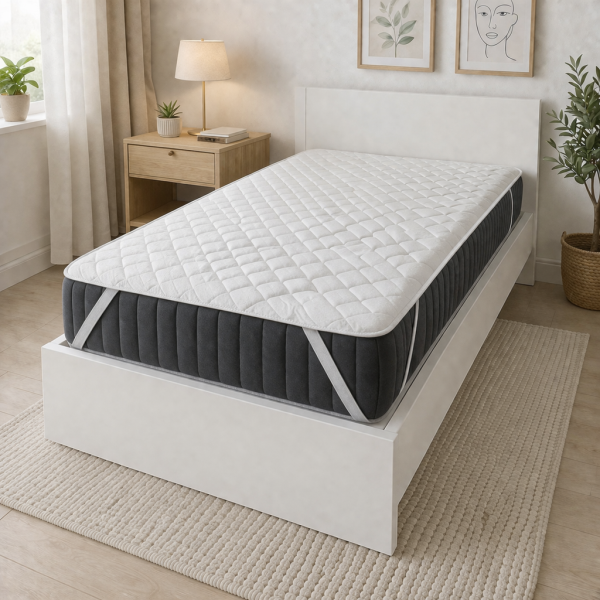 Protectie pat matlasata cu doua fete Kotonia Home – microfibra, dimensiune saltea 90×200 cm, alb