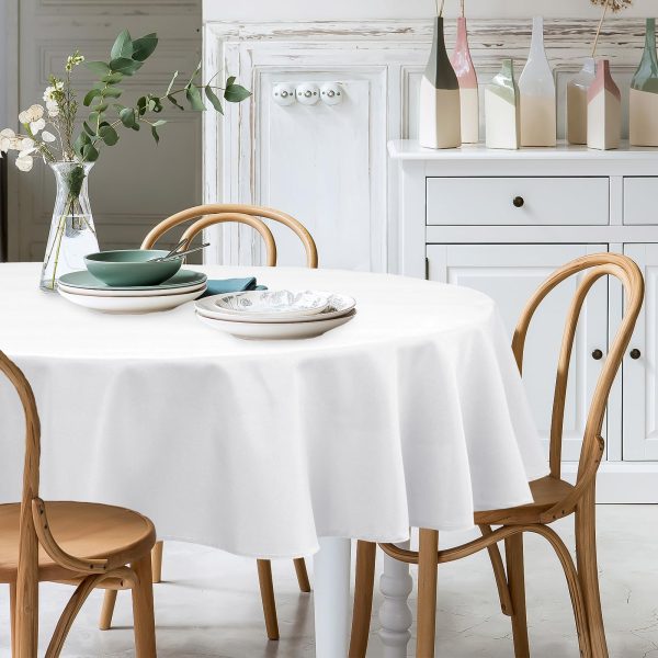 Fata de masa rotunda cu diametrul de 240 cm, 100% bumbac, percale, alb