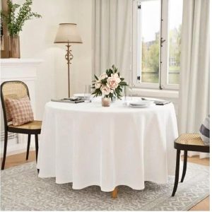 Fata de masa Kotonia Home Hotel - Ranforce sanforizat, 100% bumbac, 180 gr/mp, rotunda cu diametrul 240 cm, alb - imagine 3