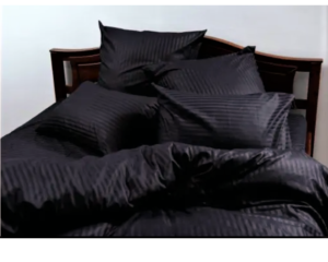 Lenjerie de pat Kotonia Home Hotel King Size, 100% bumbac, Damasc Saten dunga 1 cm, negru - imagine 3