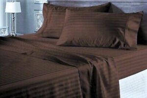 Lenjerie de pat Kotonia Home Hotel King Size, 100% bumbac, Damasc Saten dunga 1 cm, ciocolata - imagine 4