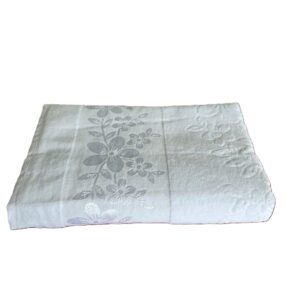 Pachet 2 prosoape baie Kotonia Home - catifea, 100% Bumbac, 50x90 cm si 70x140 cm, decor floral satinat, alb - imagine 4
