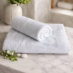 Prosop baie Kotonia Home - jacquard, 100% Bumbac, decor satinat, alb  - 02 - imagine 2