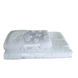 Prosop baie Kotonia Home - jacquard, 100% Bumbac, decor floral satinat, alb  - 01 - imagine 2