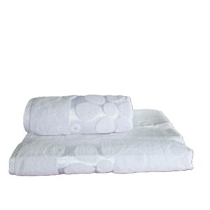 Prosop baie Kotonia Home - jacquard, 100% Bumbac, decor floral satinat, alb  - 01 - imagine 6