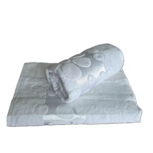 Prosop baie Kotonia Home - jacquard, 100% Bumbac, decor floral satinat, alb  - 01 - imagine 5