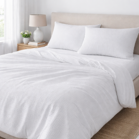 Lenjerie de pat Kotonia Home Hotel - 2 persoane  70% bumbac, 30% poliester, Creponat alb