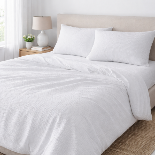 Lenjerie de pat Kotonia Home Hotel - 2 persoane  70% bumbac, 30% poliester, Creponat alb