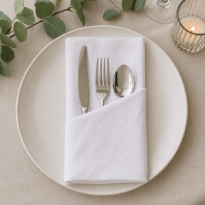Pachet 10 servete de masa Kotonia Home Hotel - 35x35 cm, 100% bumbac, percale, alb