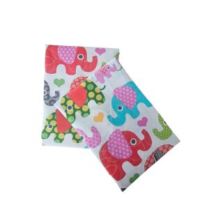 Pachet 2 fete perna 50x70 cm, ranforce imprimat, 100 % bumbac, decor elefanti - imagine 2