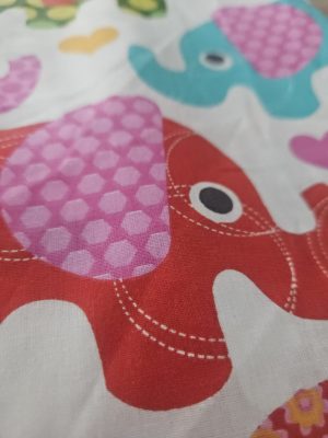 Pachet 2 fete perna 50x70 cm, ranforce imprimat, 100 % bumbac, decor elefanti - imagine 3