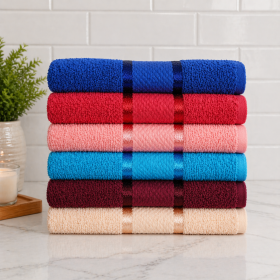 Pachet 6 prosoape baie Kotonia Home, 50x90 cm, 100% bumbac, 420 g/mp, Mixt color - 04
