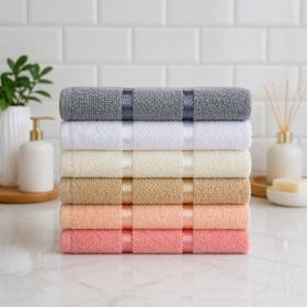 Pachet 6 prosoape baie Kotonia Home, 50x90 cm, 100% bumbac, 420 g/mp, Mixt color - 05