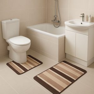 Set 2 covorase baie - cu membrana antiderapanta, 100% fibre sintetice, Sandy Adda