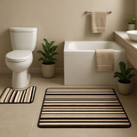 Set 2 covorase baie - cu membrana antiderapanta, 100% fibre sintetice, Sandy Vitality