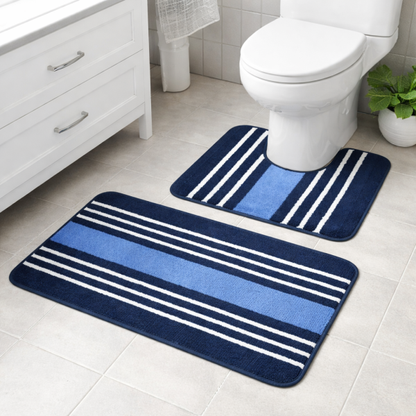 Set 2 covorase baie - cu membrana antiderapanta, 100% fibre sintetice, Sandy Lyuba