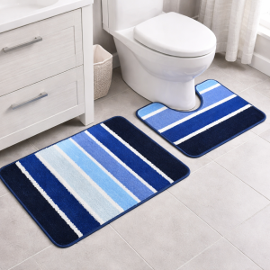Set 2 covorase baie - cu membrana antiderapanta, 100% fibre sintetice, Sandy Nadja