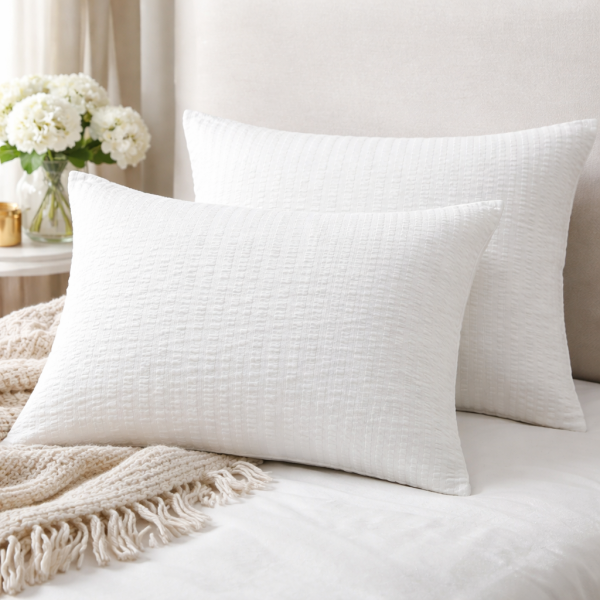 Set 2 fete perna Kotonia Home- Creponat, 70% bumbac cu 30% poliester,  alb