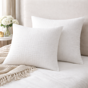 Set 2 fete perna Kotonia Home- Creponat, 70% bumbac cu 30% poliester,  alb - imagine 2