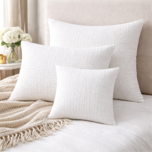 Set 2 fete perna Kotonia Home- Creponat, 70% bumbac cu 30% poliester,  alb - imagine 4