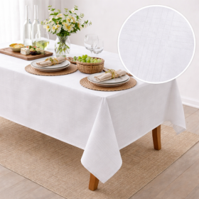Fata de masa Kotonia Home Hotel - damasc, 100% bumbac, 200 gr/mp, alb - 02